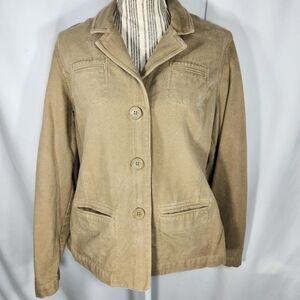 Vintage American Eagle Tan Cotton Jacket with Pockets Size Large